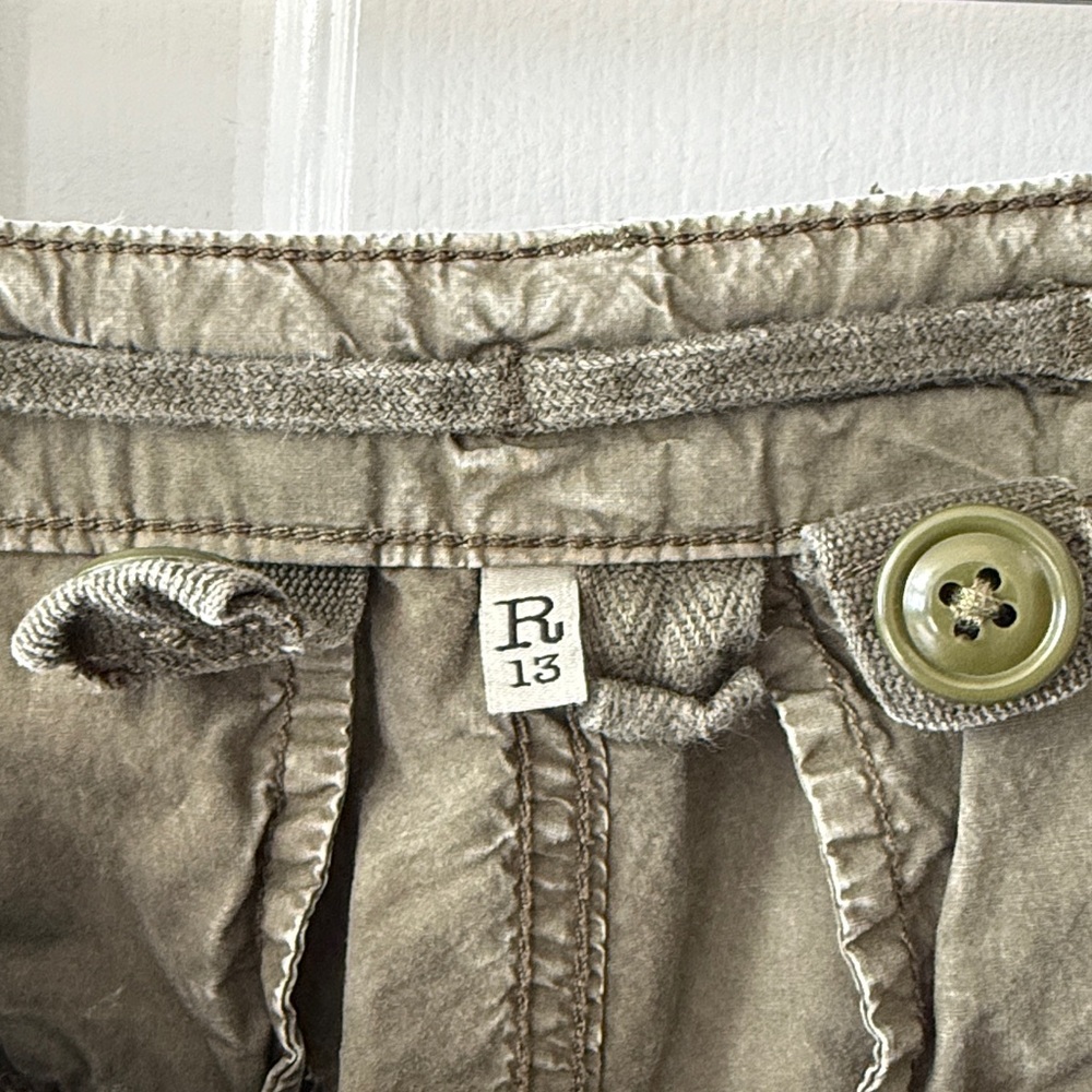 R13 Wide Leg Cargo Pants in GD Olive 28- Small Hole - Picture 11 of 16